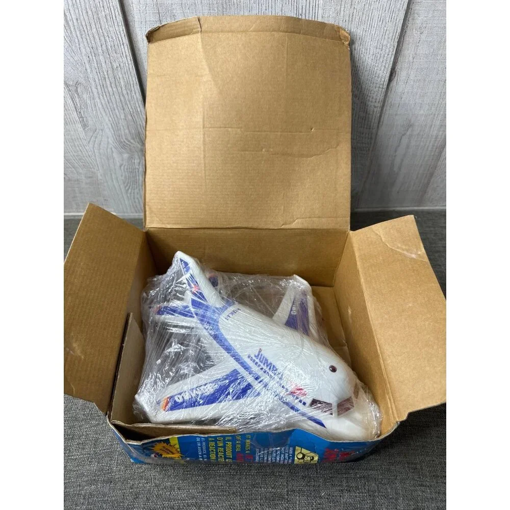 Vintage Sonic Jumbo Jet Toy Airplane With Lights & Sounds HK 627 White Blue - Picture 7 of 9